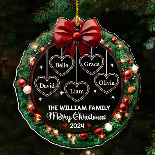 Family Wreath Christmas - Personalized Custom Acrylic Ornament