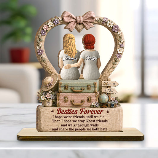 Pinky Promise - Personalized 2-Layer Wood Plaque With Flat Base