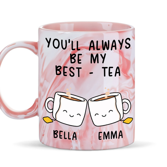 My Best Tea - Personalized Custom Pink Marble Mug