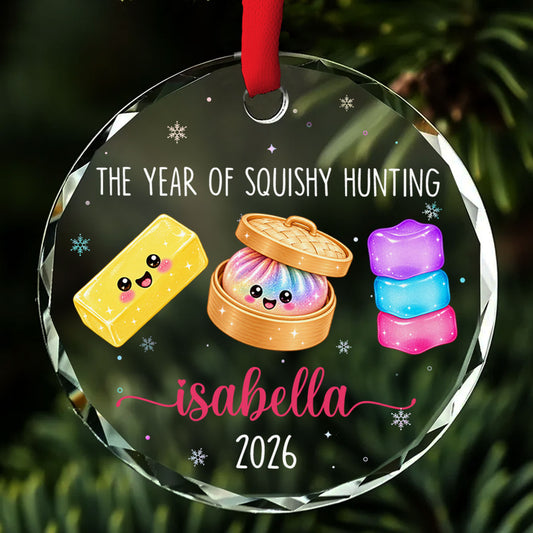 The Year Of Squishy Hunting - Personalized Glass Ornament