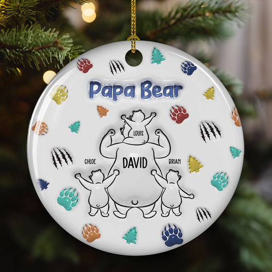 Papa Bear - Personalized Custom 3D Inflated Effect Ceramic Ornament