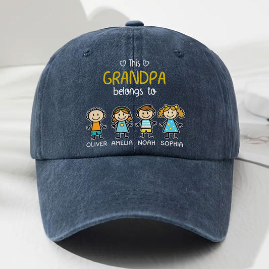 This Grandpa Makes Us Colorful - Personalized Custom Vintage Washed Denim Cap