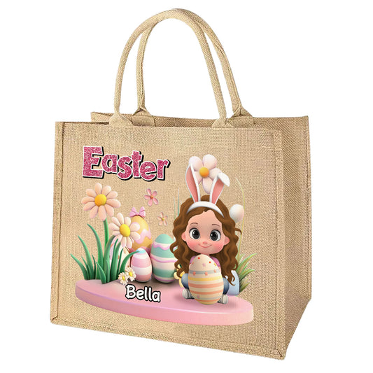 Easter Day For Kid - Personalized Custom Jute Tote Bag