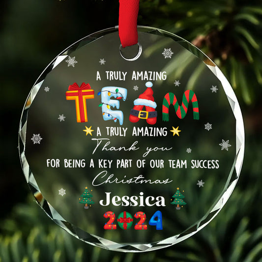 A Truly Amazing Team - Personalized Custom Glass Ornament