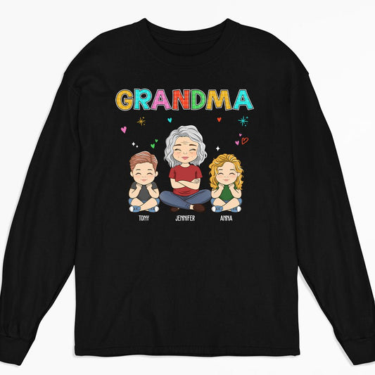 Grandma Colorful - Personalized Custom Long Sleeve T-shirt - Blithe Hub