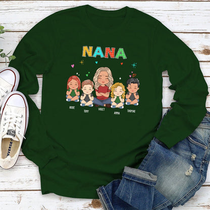 Grandma Colorful - Personalized Custom Long Sleeve T-shirt - Blithe Hub