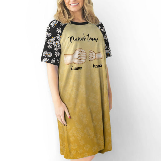 Grandma's Team - Personalized Custom 3/4 Sleeve Dress - Blithe Hub