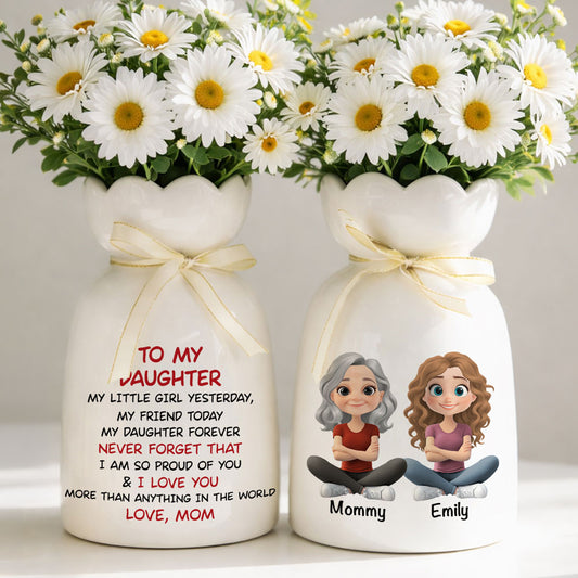 My Daughter Forever - Personalized Custom Ribbon Tie Flower Vase