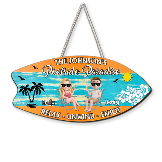 Poolside Paradise - Personalized Custom Wood Sign