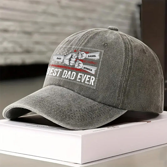 His Strength Begins With Love - Personalized Custom Vintage Washed Denim Cap
