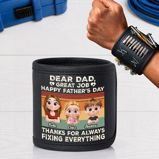Great Dad Fixs Everything - Personalized Custom Magnetic Tool Wristband