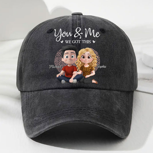 You And Me We Are Together - Personalized Vintage Washed Denim Cap