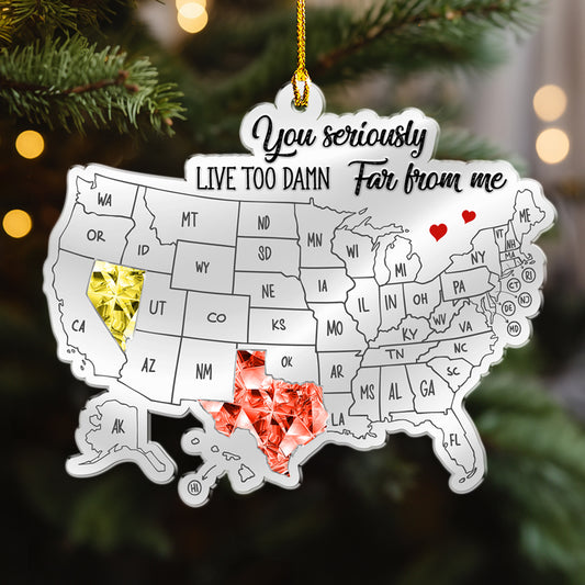Friends Across The Miles Crytal Style  - Personalized Custom Acrylic Ornament