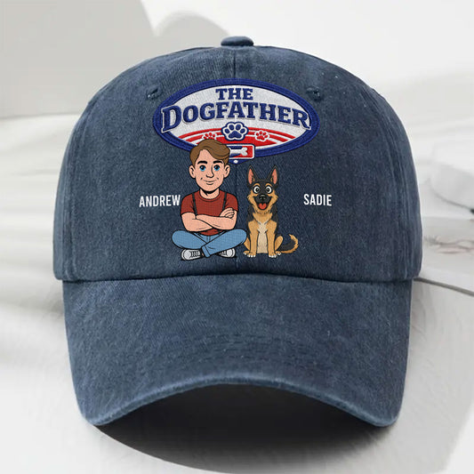 Retro Handsome Dog Dad - Personalized Custom Vintage Washed Denim Cap