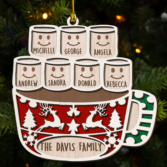 Family Love Grows Warmer At Christmas - Personalized Custom 2-Layered Wood Ornament