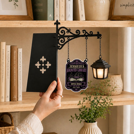 Every Book Has A Ghost - Personalized Bookshelf Lantern Light Sign