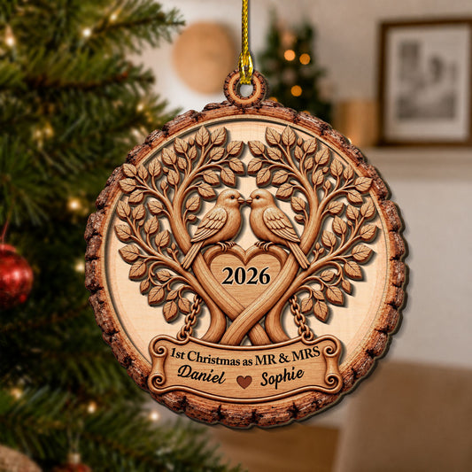 First Christmas As A Couple - Personalized 2-Layered Wood Ornament