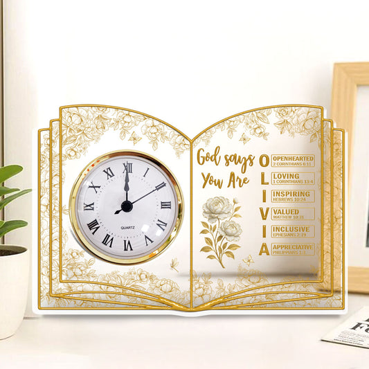 God Says You Are Bible - Personalized Custom Acrylic Desk Clock Plaque