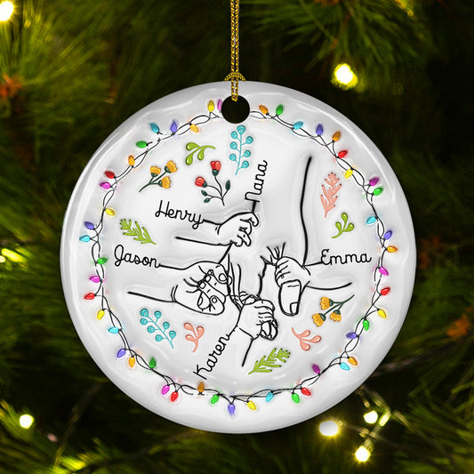 Nana Hold Our Hands - Personalized Custom 3D Inflated Effect Ceramic Ornament