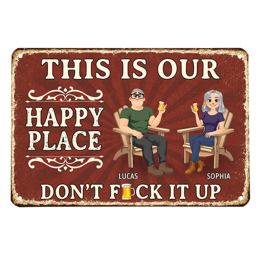 Our Happy Place Patio - Personalized Custom Metal Sign