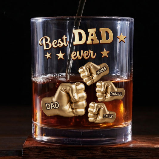 Gold Best Dad - Personalized Custom Whiskey Glass