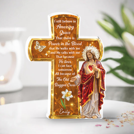 Living By Faith Jesus - Personalized Custom Acrylic Plaque