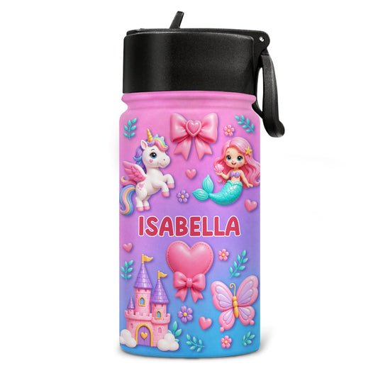 3D Cartoon Name - Personalized Custom 3D Effect Kids Water Bottle