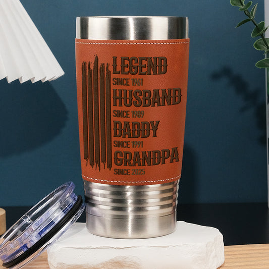 The Mighty Legend - Personalized Custom Leather Tumbler