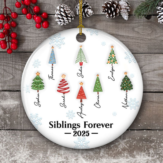Brothers And Sister Forever Tree Names - Personalized Custom 3D Inflated Effect Ceramic Ornament