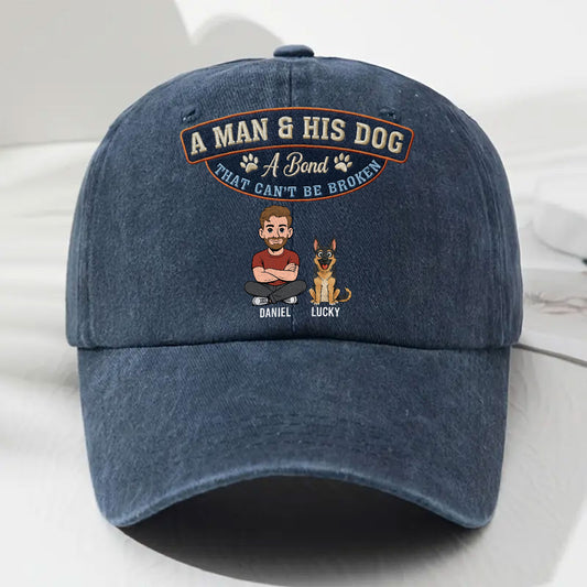 Forever My Dog - Personalized Custom Vintage Washed Denim Cap