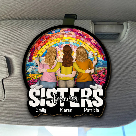 Besties Sitting Together - Personalized Custom Car Visor Clip