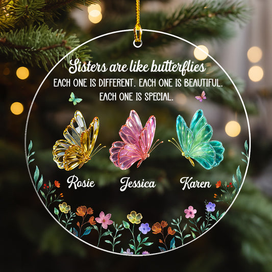 Festive Sister Love - Personalized Custom Acrylic Ornament