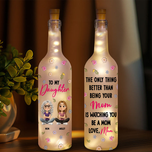 Mom And Daughter Together - Personalized Custom Bottle Lamp