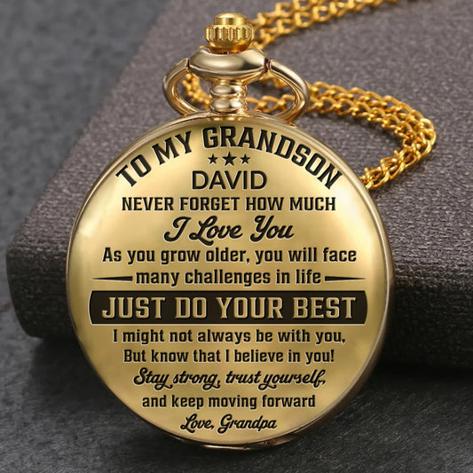 To My Grandson I Believe In You - Personalized Custom Pocket Watch