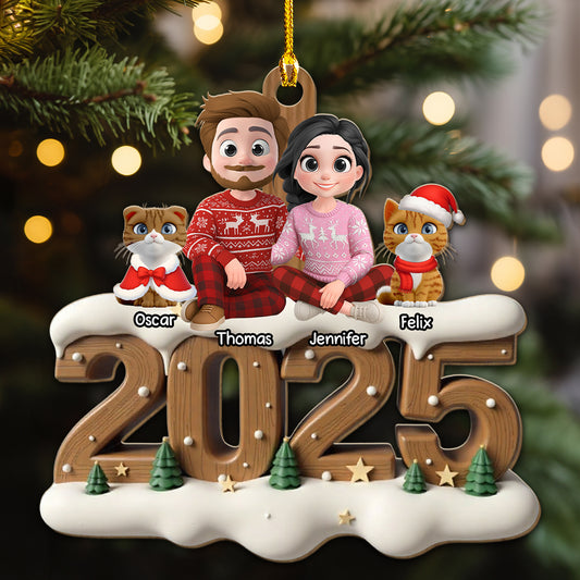From This Year Cat Ver - Personalized Custom 3D Effect Wood Ornament