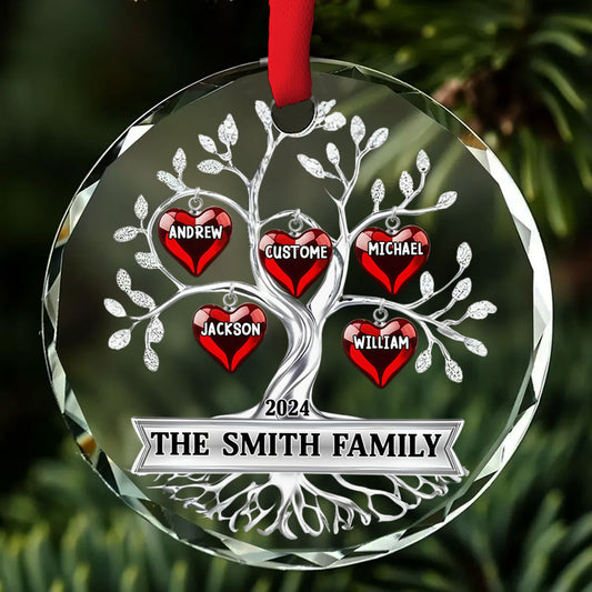 Family Tree - Personalized Custom Glass Ornament