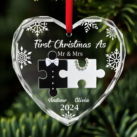 First Christmas As Married - Personalized Custom Glass Ornament