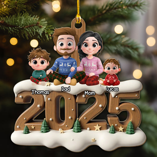 Our Family Now Onwards - Personalized Custom 3D Effect Wood Ornament
