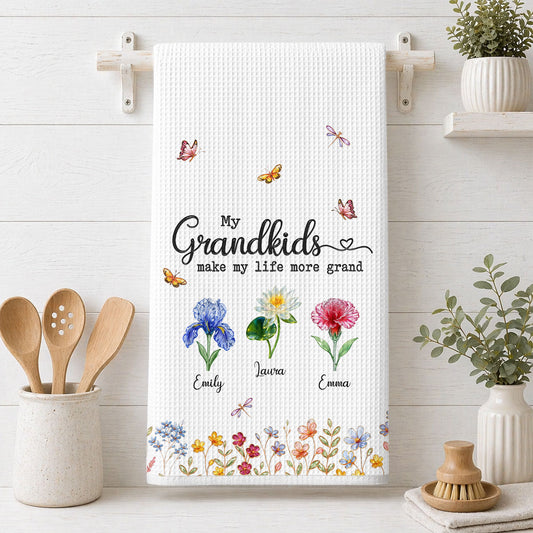 Make Life More Grand With Lovely Kids - Personalized Custom Kitchen Towel