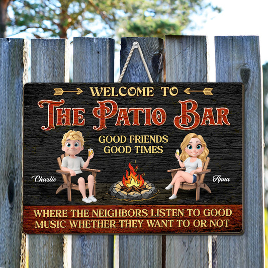 Welcome To The Patio Bar - Personalized Custom Wood Sign