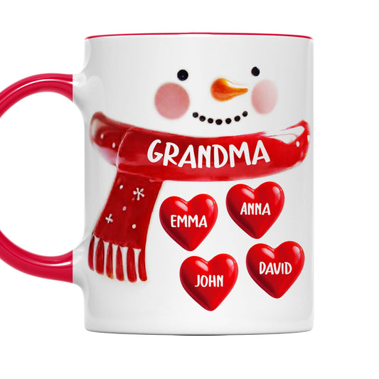 Snowman Grandma - Personalized 3D Inflated Effect Accent Mug