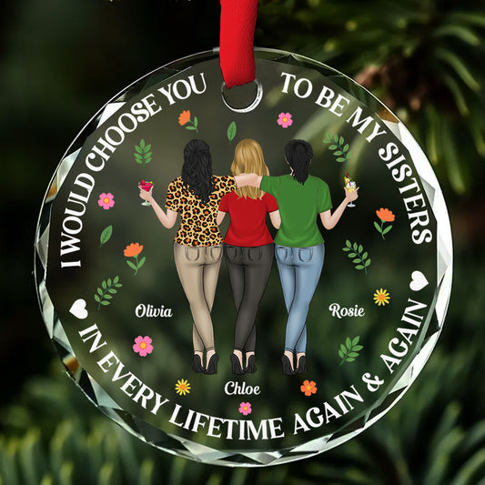 My Sister Forever - Personalized Custom Glass Ornament