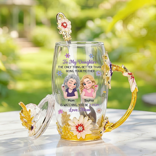Linked Together Cartoon - Personalized Custom 14OZ Flower Tea Cup