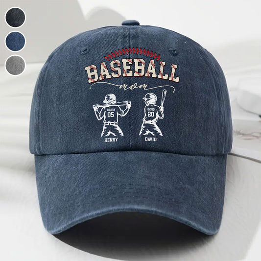 Baseball Mom Grandma - Personalized Custom Vintage Washed Denim Cap