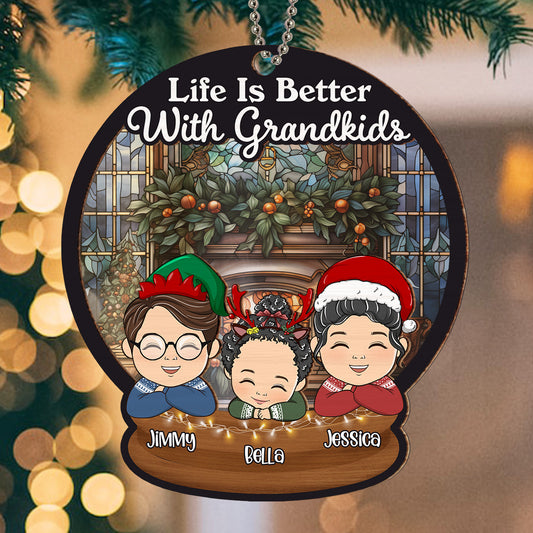 Life Is Better With Grandkids - Personalized Custom Suncatcher Ornament