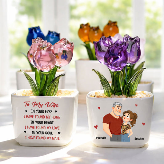 I Found You - Personalized Custom Glass Everlasting Tulips