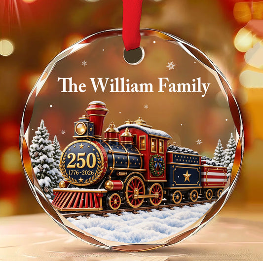 250th Christmas Train - Personalized Glass Ornament