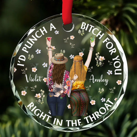 Punch Bitch Hippie Version - Personalized Custom Glass Ornament