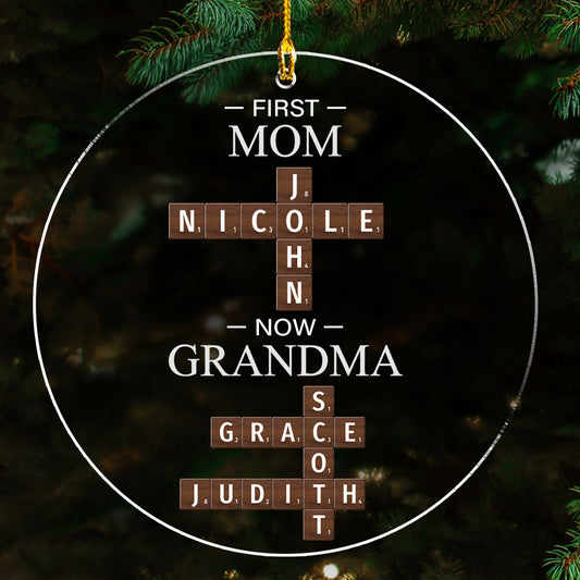 First Mom Now Grandma Crossword - Personalized Custom Acrylic Ornament