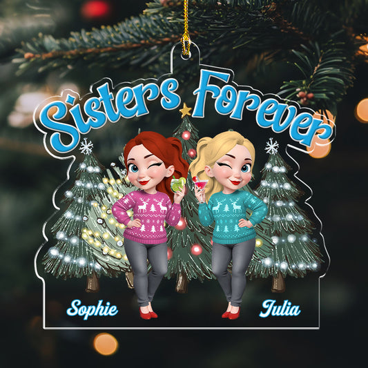 Sisters Bond Christmas - Personalized Custom Acrylic Ornament